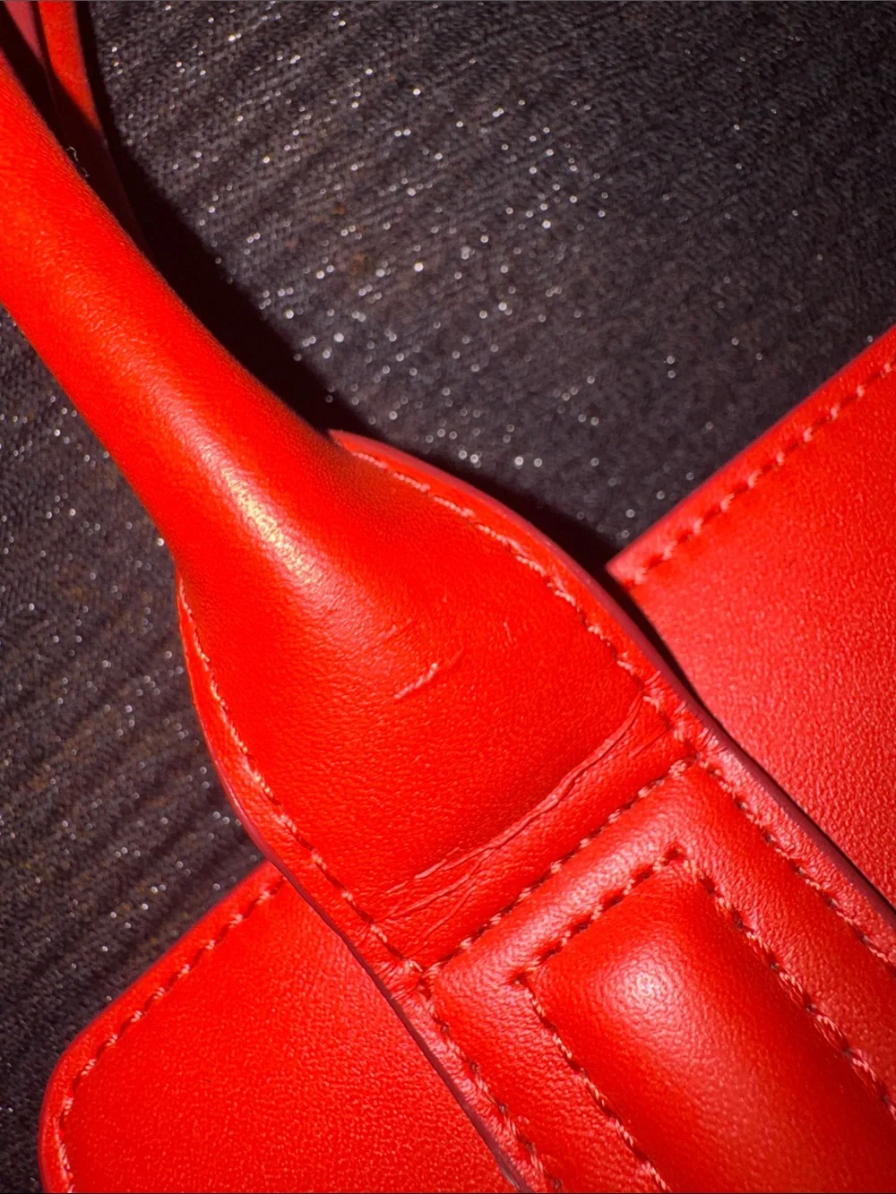 Orange Vegan Leather Tote Handbag -